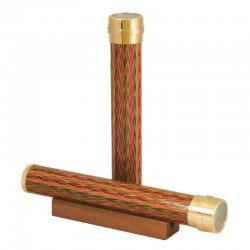 kaleidoscope with turning object cell, wooden covering and brass fittings